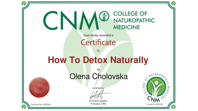 How to Detox Naturally Certificate