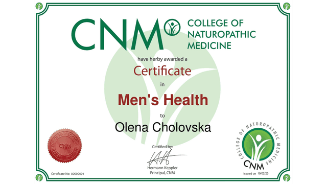 Men's Health Certificate